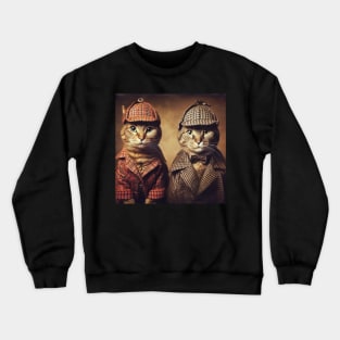 Two tabby cat detectives Crewneck Sweatshirt